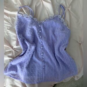 Lilac Lace-Trim Spaghetti Strap Cami Top